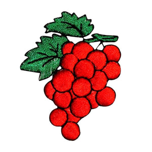 ID 1170 Bunch of Red Grapes Patch Fruit Vine Food Embroidered Iron On Applique
