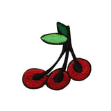 ID 1180B Trio Cherries on Stem Patch Fruit Cherry Embroidered Iron On Applique