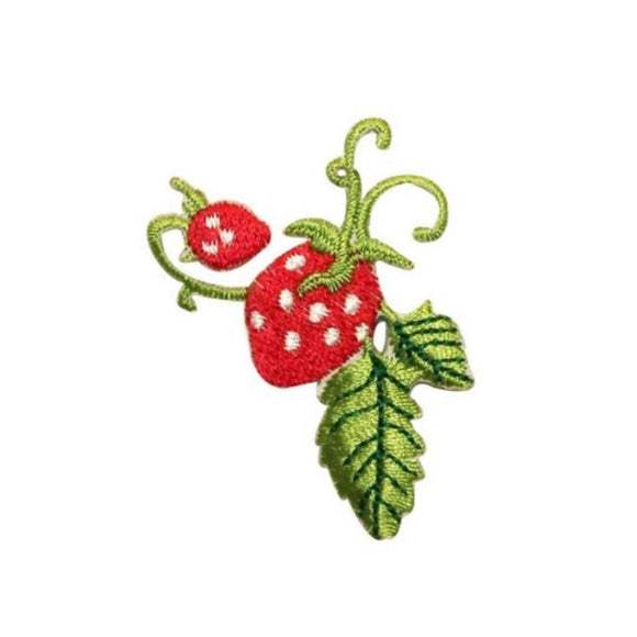 ID 1185B Strawberries Growing On Vine Patch Bush Embroidered Iron On Applique