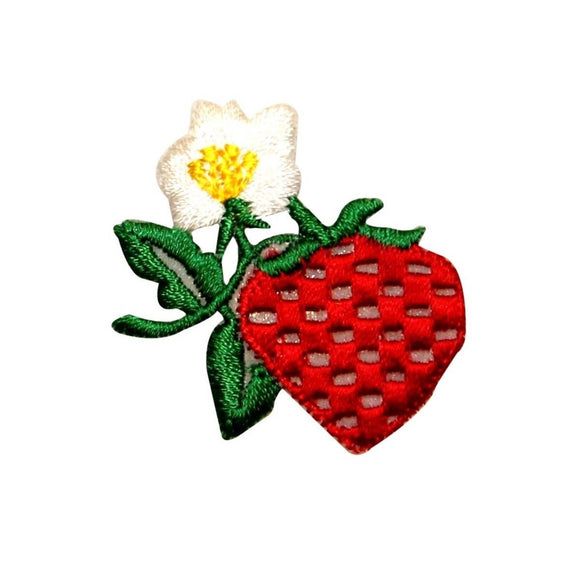 ID 1190 Strawberry Flower Patch Fruit Growing Bush Embroidered Iron On Applique
