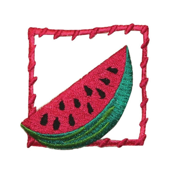 ID 1197 Watermelon Framed Patch Summer Fruit Badge Embroidered Iron On Applique