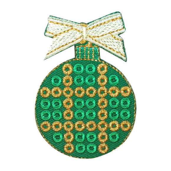 ID 8211C Shiny Christmas Tree Ornament Patch Ball Embroidered Iron On Applique