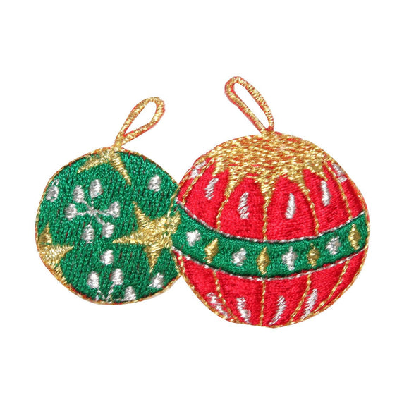 ID 8215A Shiny Christmas Tree Bulbs Patch Holiday Embroidered Iron On Applique