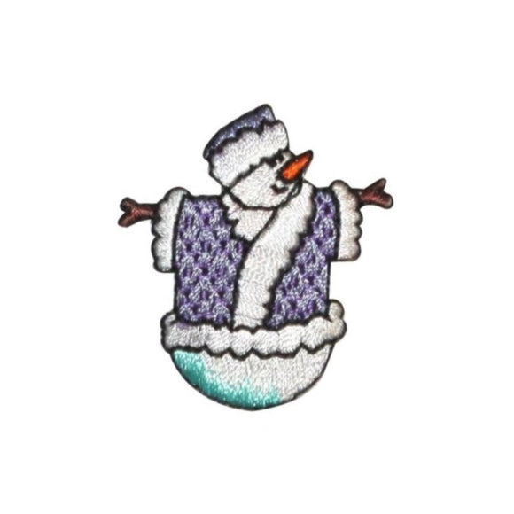 ID 8217C Snowman With Jacket Patch Winter Craft Embroidered Iron On Applique