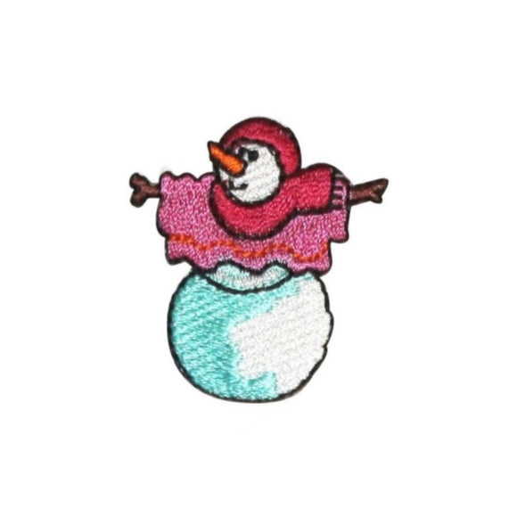ID 8217D Snowman With Scarf Patch Winter Craft Embroidered Iron On Applique