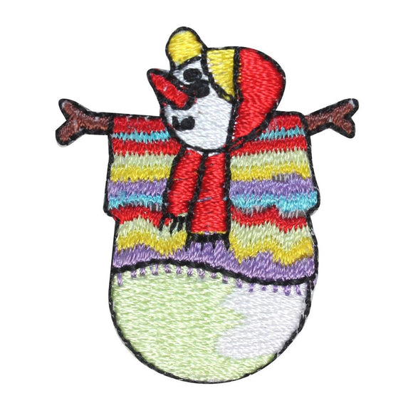 ID 8218A Snowman With Poncho Patch Winter Decoration Embroidered IronOn Applique
