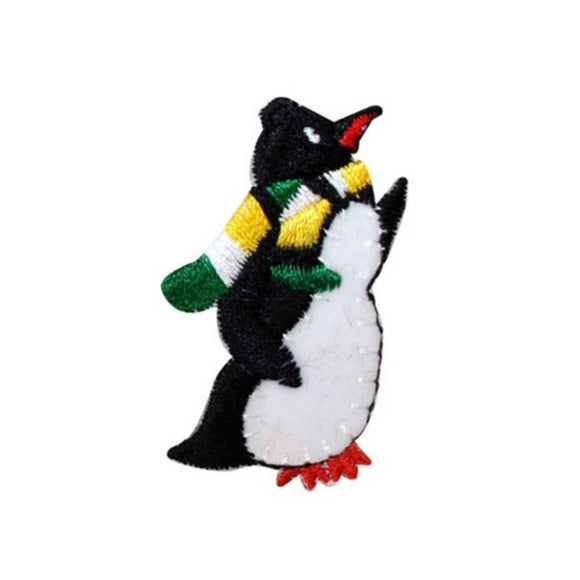 ID 8219A Penguin With Scarf Patch Dancing Artic Embroidered Iron On Applique