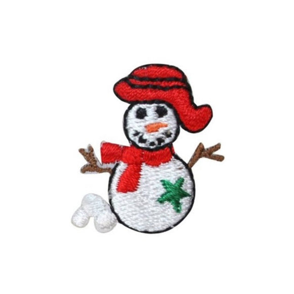 ID 8224F Happy Snowman Patch Winter Frosty Craft Embroidered Iron On Applique