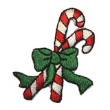 ID 8247 Pair of Candy Canes Patch Christmas Holiday Embroidered Iron On Applique