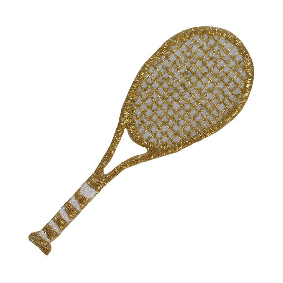 ID 1586B Gold Tennis Racket Patch Racquet Sport Embroidered Iron On Applique