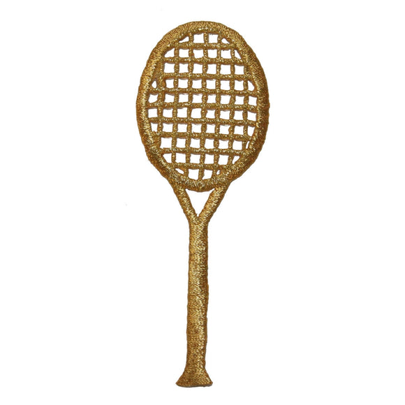ID 1587A Gold Tennis Racquet Patch Racket Sport Embroidered Iron On Applique