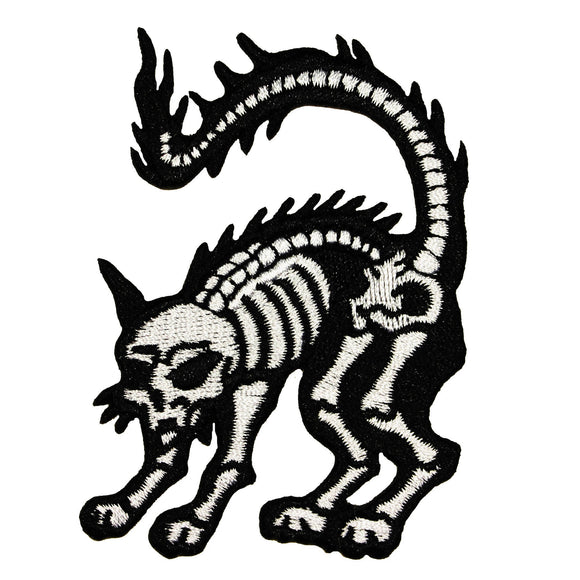 X-Ray Cat Mini Patch Skeleton Bone Kreepsville Embroidered Iron On Applique
