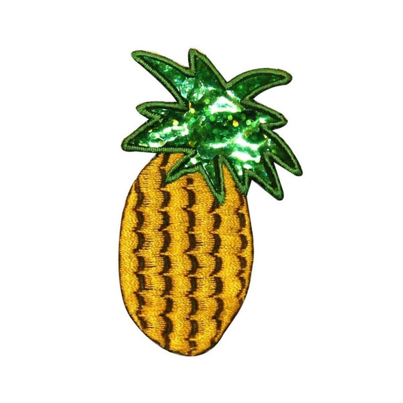 ID 1220X Pineapple With Sequin Patch Tropical Fruit Embroidered Iron On Applique