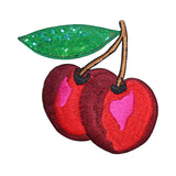 ID 1220Y Pair of Cherries With Sequins Patch Fruit Embroidered Iron On Applique