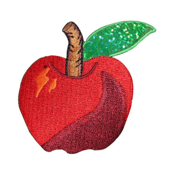ID 1220Z Apple With Sequins Patch Summer Fruit Embroidered Iron On Applique