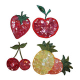 ID 1221A-D Set of 4 Assorted Fruit Sequin Patches Embroidered Iron On Applique