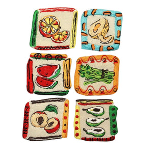 ID 1226A-F Set of 6 Assorted Fruit Badge Patches Embroidered Iron On Applique