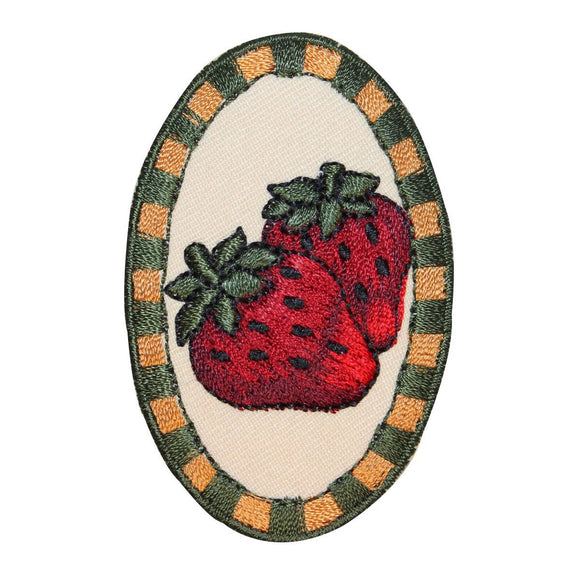 ID 1228W Strawberries Badge Patch Fruit Baking Food Embroidered Iron On Applique