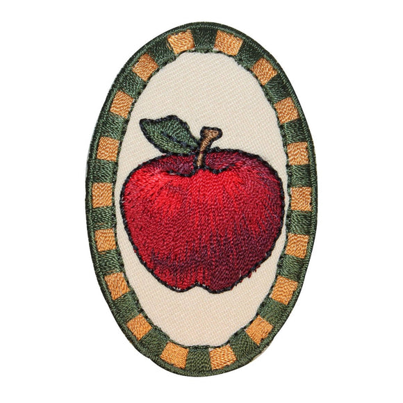 ID 1228X Red Apple Badge Patch Fruit Baking Food Embroidered Iron On Applique