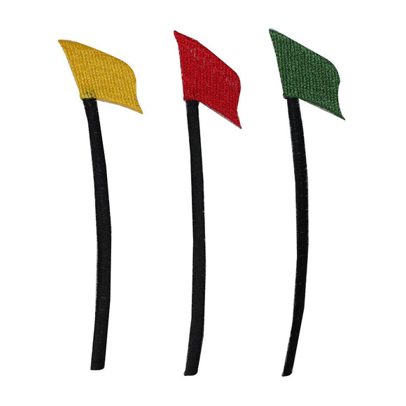 ID 1591ABC Set of 3 Golf Flag Patches Hole Flags Embroidered Iron On Applique