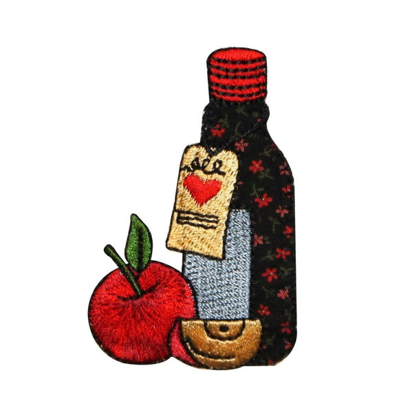 ID 1250 Apple Juice Bottle Patch Fall Fruit Cider Embroidered Iron On Applique