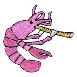 ID 1714C Lobster Playing Flute Patch Music Band Embroidered Iron On Applique