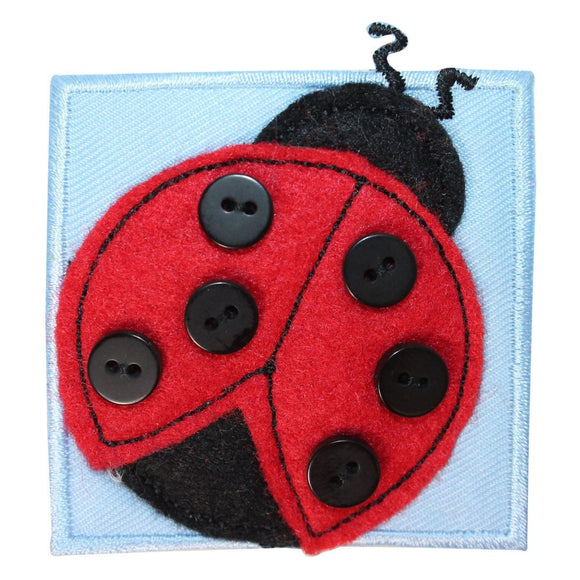 ID 1716B Ladybug Badge Patch Garden Button Craft Embroidered Iron On Applique