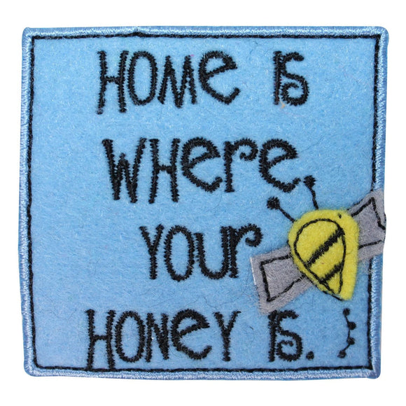 ID 1718A Home Honey Badge Patch Felt Bee Garden Embroidered Iron On Applique