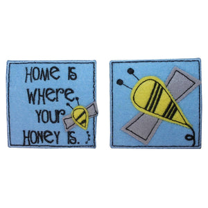 ID 1718AB Set of 2 Bee Badge Patch Honey Bumblebee Embroidered Iron On Applique