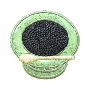 ID 1267 Bowl of Caviar Patch Delicacy Fish Eggs Embroidered Iron On Applique