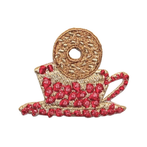 ID 1272 Fancy Tea Cup And Cookie Patch Coffee Donut Embroidered Iron On Applique
