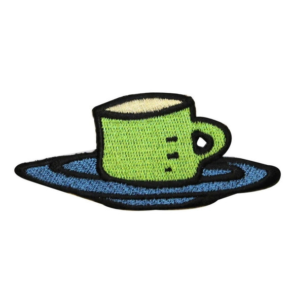 ID 1279 Coffee Cup On Plate Patch Morning Drink Embroidered Iron On Applique