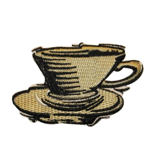 ID 1280 Tea Cup On Saucer Patch Diner Coffee Drink Embroidered Iron On Applique