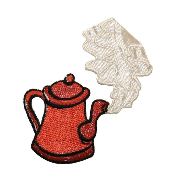 ID 1282 Steaming Tea Pot Patch Coffee Water Boil Embroidered Iron On Applique
