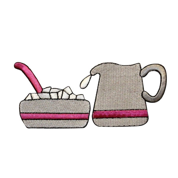 ID 1284AB Set of 2 Coffee Creamer And Sugar Patch Embroidered Iron On Applique