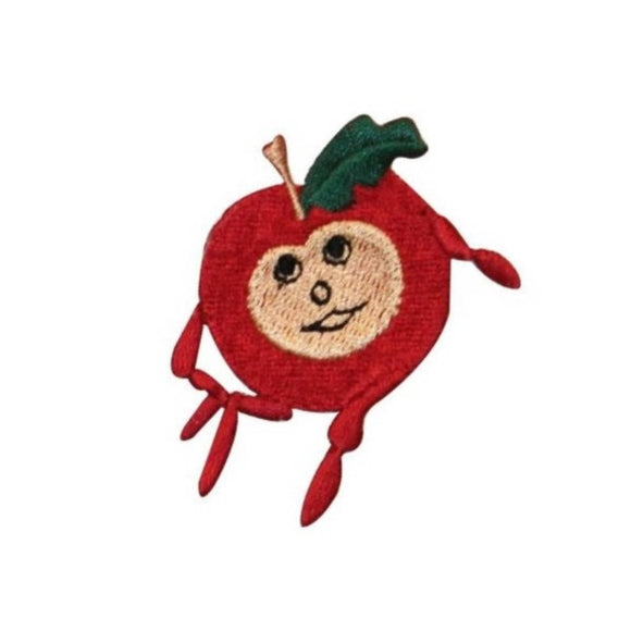 ID 1290C Happy Apple Character Patch Cartoon Fruit Embroidered Iron On Applique