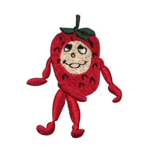 ID 1290E Happy Strawberry Character Patch Cartoon Embroidered Iron On Applique
