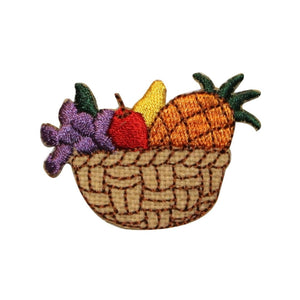 ID 1303 Fruit In Wicker Basket Patch Assorted Set Embroidered Iron On Applique