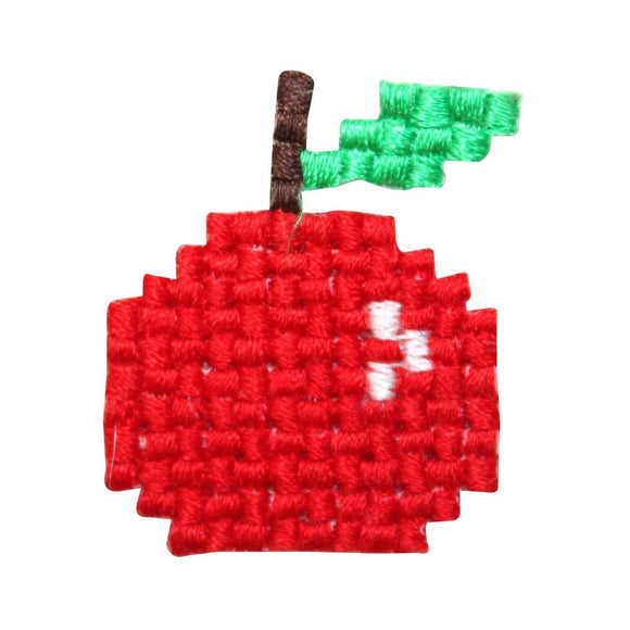 ID 1319D 8 Bit Pixel Apple Patch Retro Fruit Game Embroidered Iron On Applique