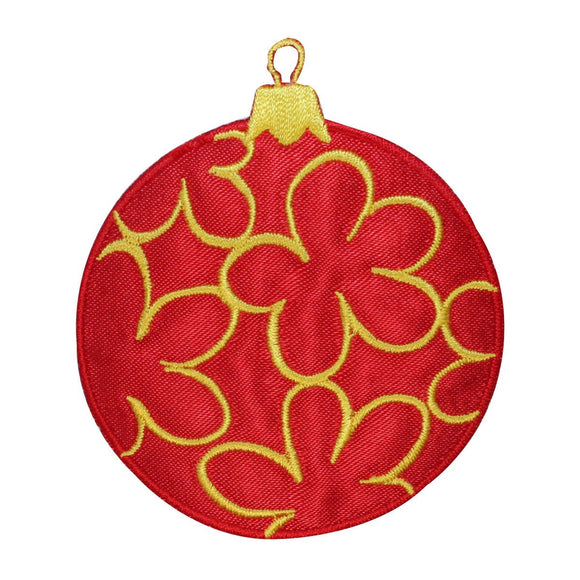 ID 8273 Golden Christmas Ornament Patch Ball Bulb Embroidered Iron On Applique