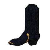 ID 1350 Denim Cowboy Boot Patch Fancy Ranch Dress Embroidered Iron On Applique