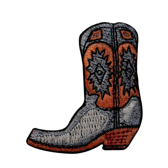 ID 1357 Leather Cowboy Boot Patch Line Dancing Embroidered Iron On Applique