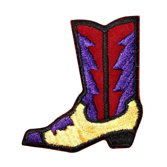 ID 1363 Fancy Cowboy Boot Patch Line Dancing Symbol Embroidered Iron On Applique