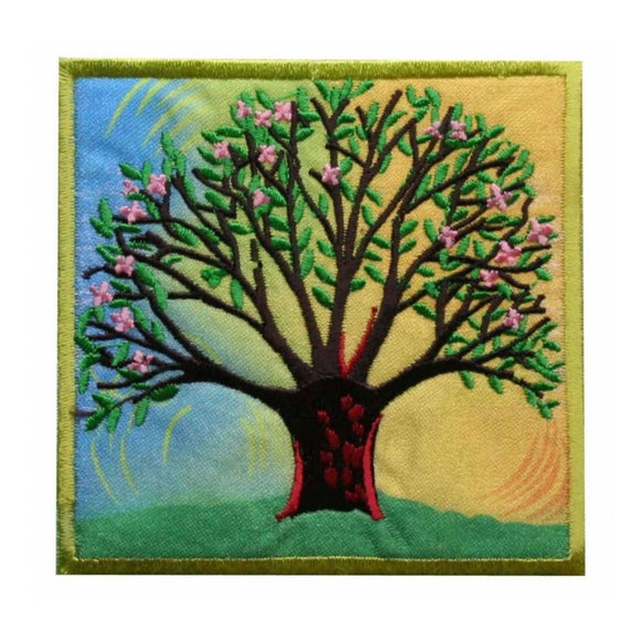ID 1376 Spring Tree Flowering Patch Growing Badge Embroidered Iron On Applique