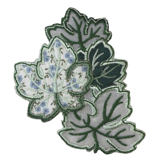 ID 1381 Group of Leaves Patch Summer Green Craft Embroidered Iron On Applique