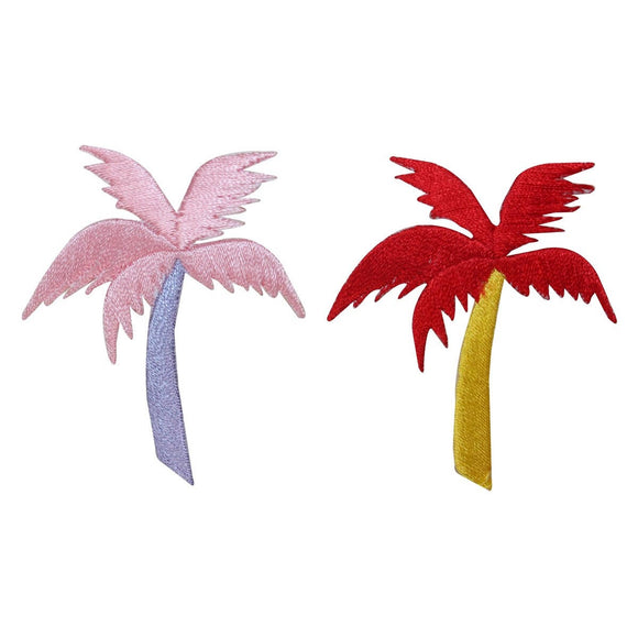 ID 1769AB Set of 2 Palm Tree Patches Tropical Plant Embroidered Iron On Applique