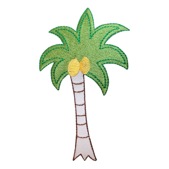 ID 1770A Palm Tree With Coconuts Patch Tropical Embroidered Iron On Applique