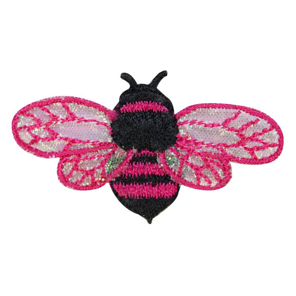 ID 1615B Bee Flying Patch Honey Wasp Colorful Bug Embroidered Iron On Applique