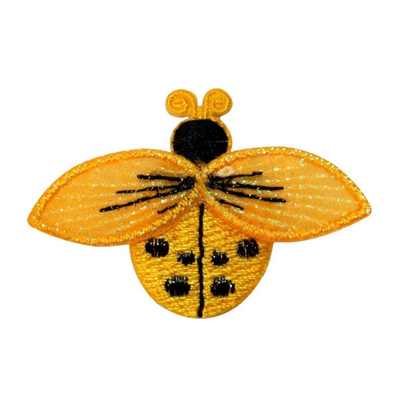 ID 1616I Yellow Ladybug Fly Patch Garden Beetle Bug Embroidered Iron On Applique