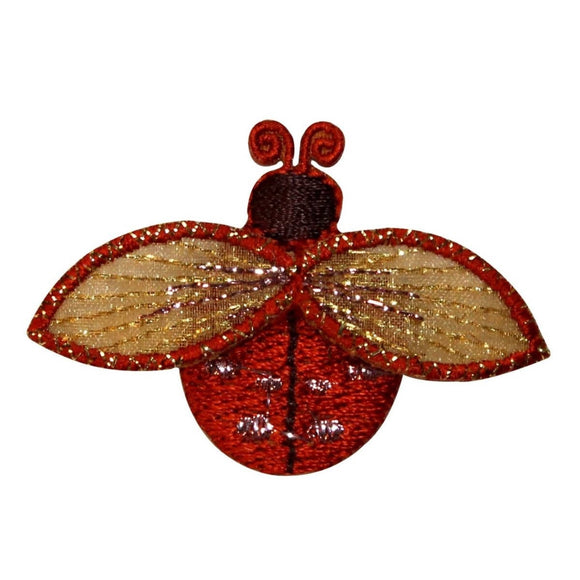 ID 1616N Red Ladybug Fly Patch Garden Beetle Insect Embroidered Iron On Applique